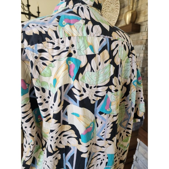 Vintage Big Kanaka By Corzini Bird Floral Hawaiian Camp Shirt Mens 2XL Made USA - Picture 5 of 8